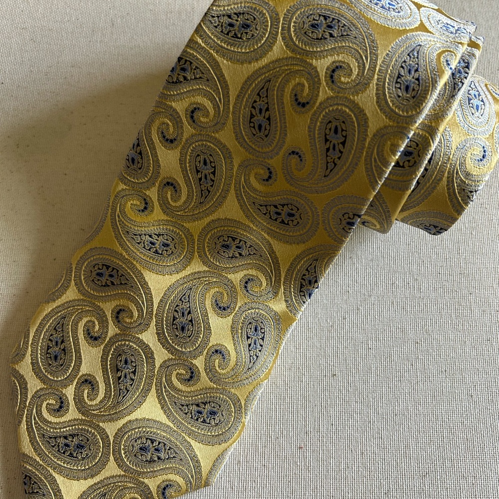 Countess Mara Gold and Blue Paisley Silk Tie